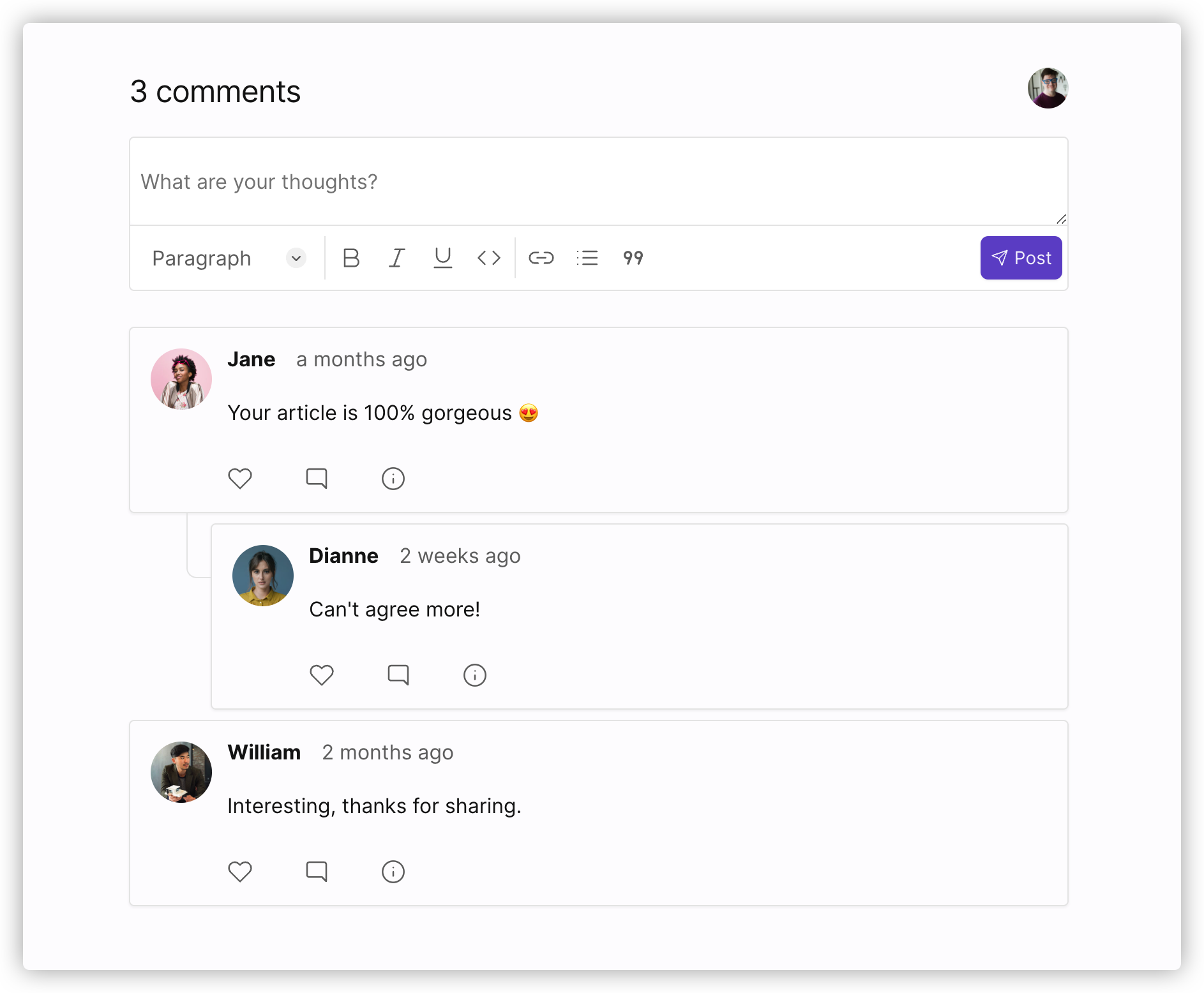 Comment widget